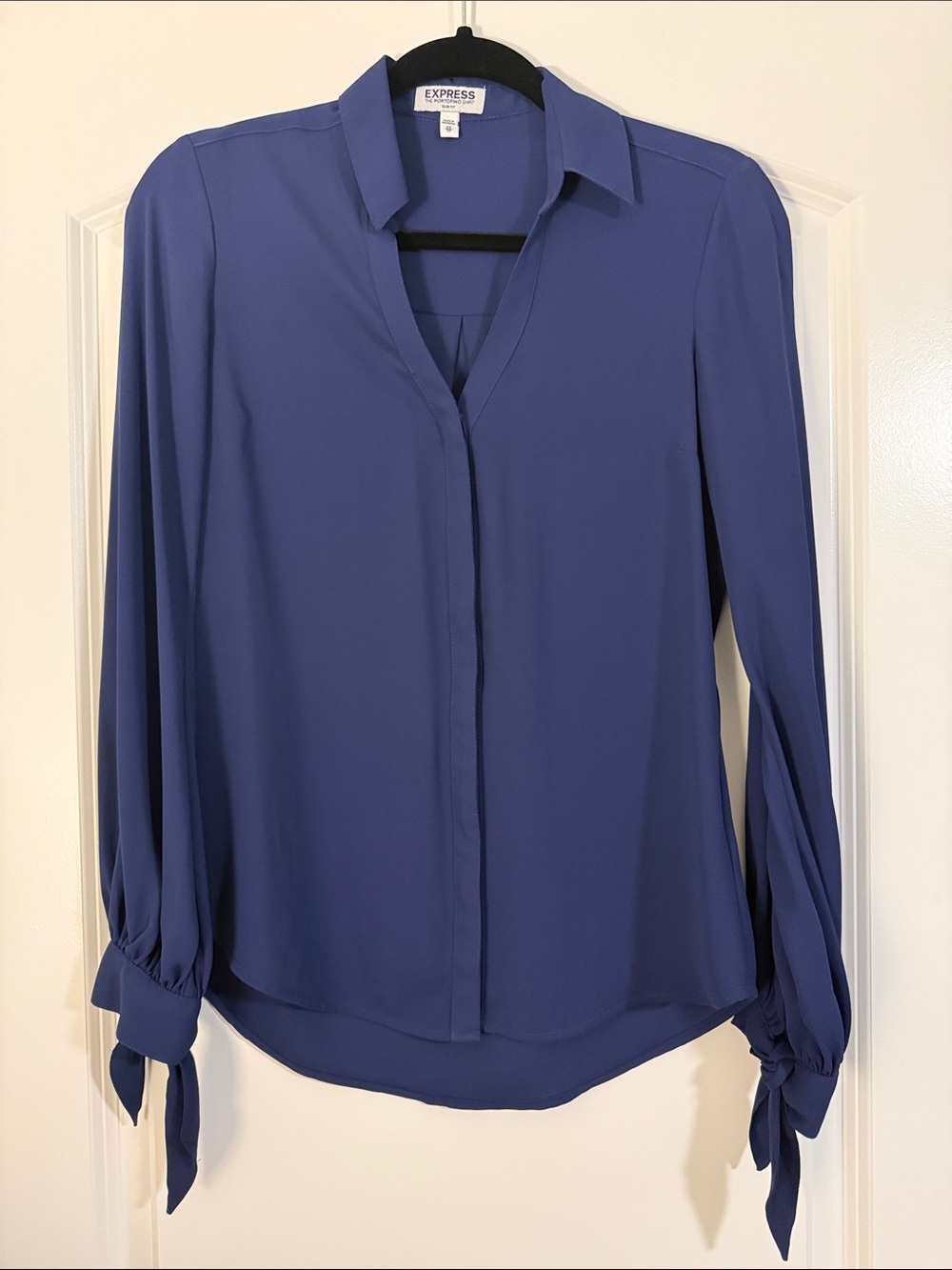 Express Portofino Women's Blue Tie-Sleeve Blouse XS